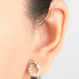 PolluxCraft Gold-Plated Artificial Stones Studded & Beaded Contemporary Korean Studs image 3