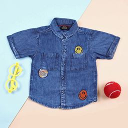 V-Mart Boys Spread Collar Solid Denim Casual Shirt-picture-10