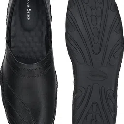 louis stitch Black Genuine Leather Flexible Nagra Slip-On Mojaris and Jutis for men Slip On For Men image 2