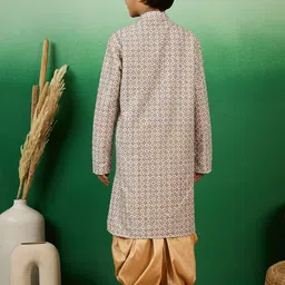 Sangria Boys Sequenced & Floral Printed Mandarin Collar Kurta image 2