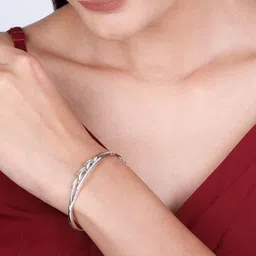 GIVA Women 925 Sterling Silver White & Rhodium-Plated Cubic Zirconia Bangle-Style Bracelet image 3
