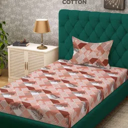 Myntra Elegant Homes Rust & White Floral 400 TC Flat Single Bedsheet Set 2.2 m x 1.5 m image 5