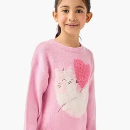 Juniors by Babyshop Girls Self Design Round Neck Pullover Sweater-image-6
