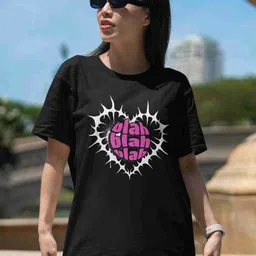 Hatke Trends Women Typography Printed Round Neck Cotton Oversized T-shirt-image-69