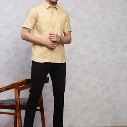 Ramraj Solid Spread Collar Short Sleeves Cotton Shirt-picture-28