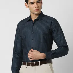 Van Heusen Striped Spread Collar Roll-Up Sleeves Slim Fit Cotton Shirt-picture-17