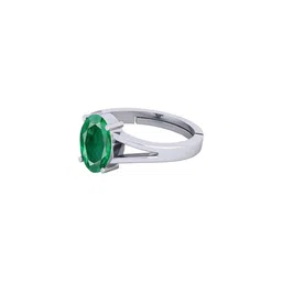 Barmunda gems Unisex Silver Plated Adjustable Emarald Finger Ring-image-27