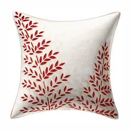 Creeva Cream-Coloured & Red 5 Pieces Floral Square Cushion Covers image 3