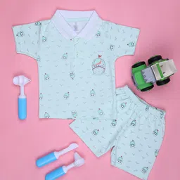 V-Mart Infant Boys Printed Polo Collar T-shirt With Shorts-picture-20