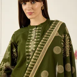 Indo Era Women Ethnic Motifs Printed Regular Pure Cotton Kurta with Trousers & With Dupatta image 5