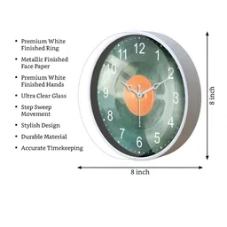 Aura Green & Orange Printed Traditional Wall Clock image 4