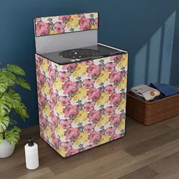 Myntra Elegant Homes White & Red Floral Printed Top Load Washing Machine Cover With Zip-picture-26