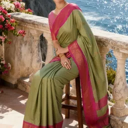 all about you Woven Design Zari Art Silk Handloom Kanjeevaram Saree image 2