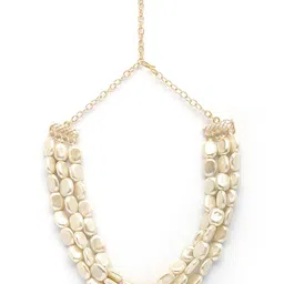 KARATCART Gold-Plated Flat Pearls Beaded Layered Choker Necklace image 5