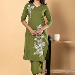 Readiprint Women Floral Embroidered Regular Thread Work Kurta with Palazzos-image-14