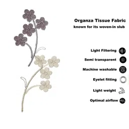 HOMEBREW FURNISHINGS Coffee Brown & Grey 2 Pieces Embroidered Sheer Door Curtains image 3