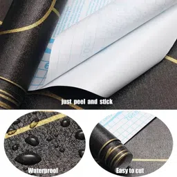 Aura Black & Yellow Abstract Printed Waterproof & Oil-Proof Self Adhesive Wallpaper image 4