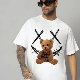 KAIDO Graphic Printed Round Neck Drop-Shoulder Sleeves Oversized Casual T-Shirt image 2