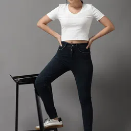 SHOWOFF Women Black Jean Slim Fit High-Rise Stretchable Jeans image 4