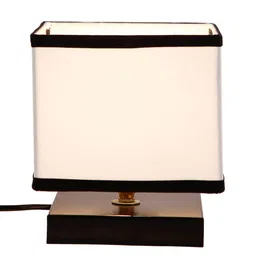 Devansh White & Black Solid Contemporary Square Table Lamp image 2