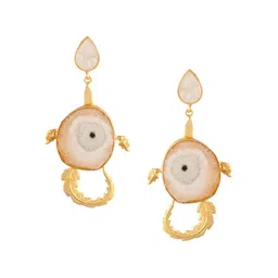 DASTOOR Gold Plated Artificial Stones Studded Contemporary Drop Earrings image 2