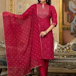 Juniper Women Ethnic Motifs Printed Regular Kurta with Trousers & With Dupatta-picture-23