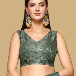 Oomph! Women Woven Design Jacquard Traditional Saree Blouse-picture-17
