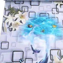 Asian royal Blue & White Printed Waterproof Wallpaper-image-58