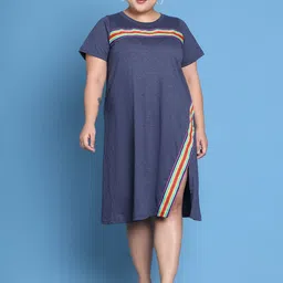theRebelinme Plus Size Striped Cotton A-Line Dress-picture-13