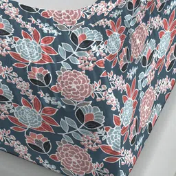MYTRIDENT Grey & Red Floral Cotton 144 TC Fitted Double King Bedsheet Set-1.8mx1.98m image 2
