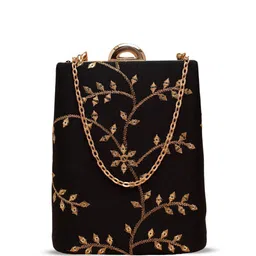 ARTKLIM Floral Embroidered Click Box Clutch image 3