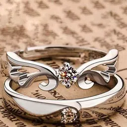 AGARWALPRODUCT Set Of 2 Silver Plated Couple Finger Rings Adjustable Ring-picture-38