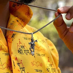 KRENOZ Silver-Plated Hanuman Pendant & Chain image 4