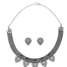 Joy of Jewels Silver-Plated Brass American Diamond Necklace & Earrings image 5