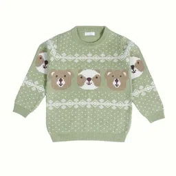 Greendeer Kids Enchanting Bear Jacquard Pure Cotton Pullover image 5