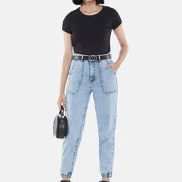 SF JEANS by Pantaloons Women Relaxed Fit Denim Cropped Jogger Jeans image 4