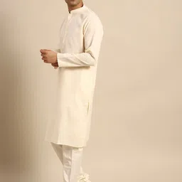 KISAH Mandarin Collar Pure Cotton Kurta With Churidar & Jacket image 4