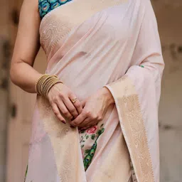 MAHARANI COUTURE Floral Printed Zari Border Kanjeevaram Saree image 5