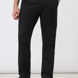The Souled Store Men Classic Black Smart Slim Fit Chinos Trousers-picture-11