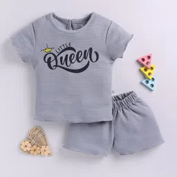 YK X Tinyo Girls Printed & Striped Top with Striped Shorts-picture-48