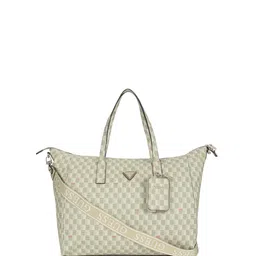 GUESS Checked PU Structured Tote Bag with Fringed-picture-21