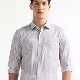 Arrow Geometric Printed Spread Collar Long Sleeves Pure Cotton Formal Shirt-picture-10