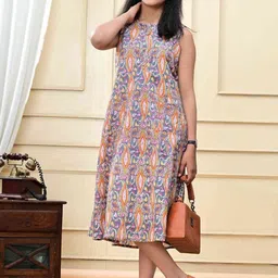 DMP EXPORT Girls Floral Printed Fit & Flare Midi Dress image 3