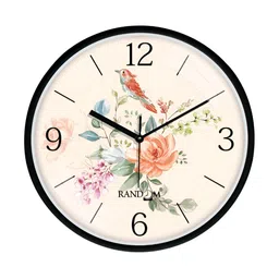 RANDOM Cream-Coloured & Pink Printed Contemporary Wall Clock image 1
