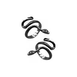 Inites Set Of 2 Black Serpent Shaped Thumb Finger Ring-image-5
