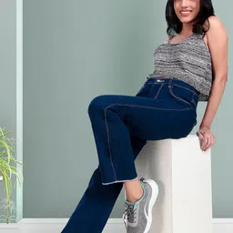 Ira Collections Women Comfort Straight Fit Mid-Rise Stretchable Jeans-image-48