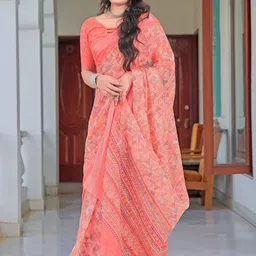 Mitera Printed Zari Pure Cotton Saree-image-71