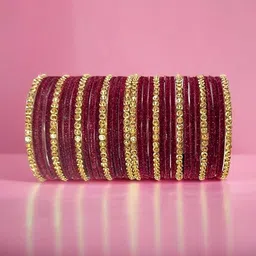AMITFASHION Set Of 34 Stone Studded & Beaded Bangle image 5