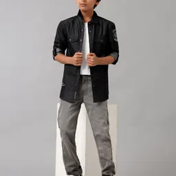 UNDER FOURTEEN ONLY Boys Slim Fit Low Distress Heavy Fade Cotton Jeans image 4