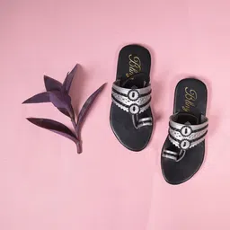 Bling footwears Girls Ethnic Open Toe Flats image 5